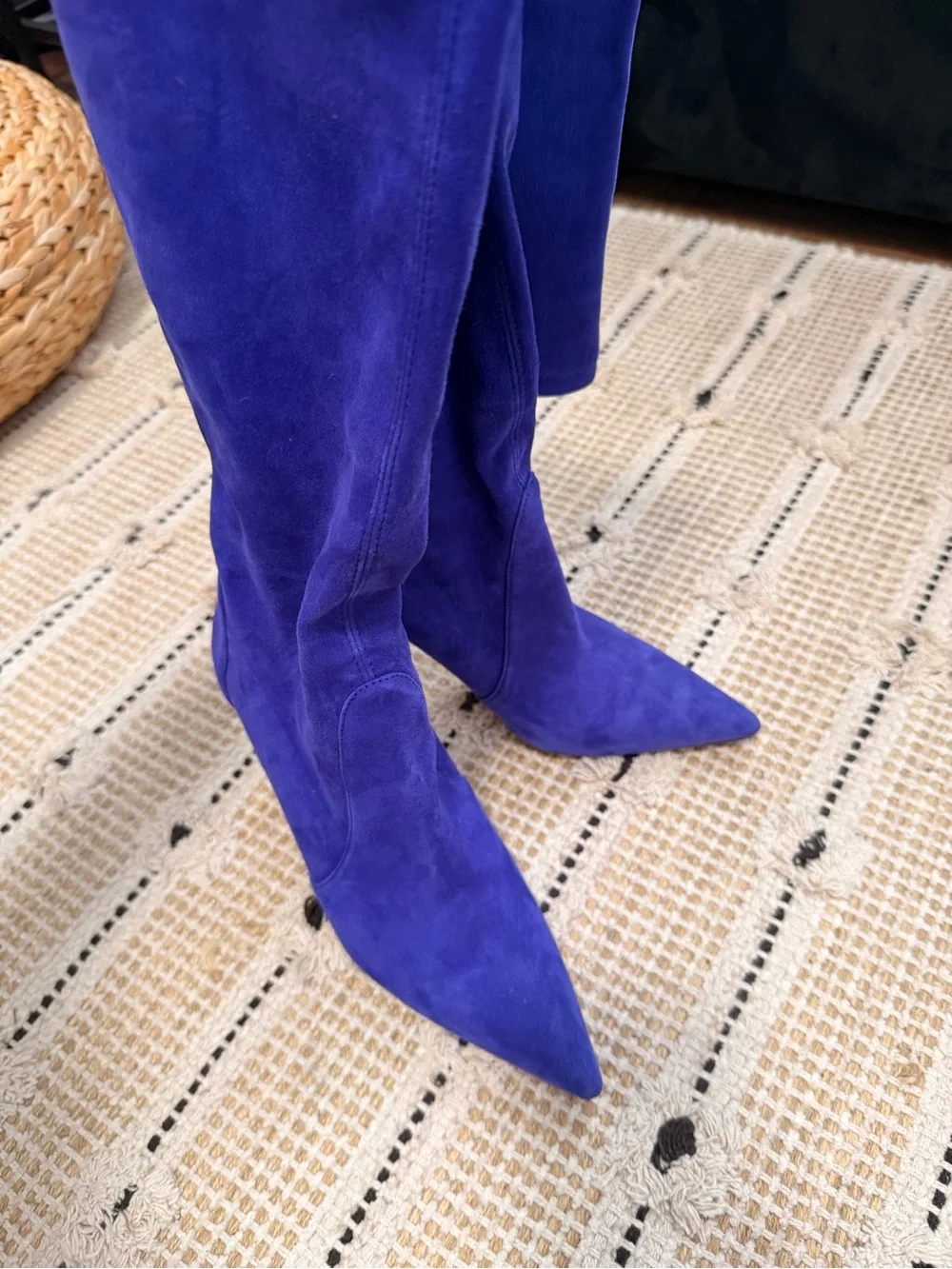Stuart Weitzman Purple Suede Over-the-Knee Stiletto Boots